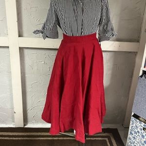 Sondeflor xs red poppy classic linen skirt